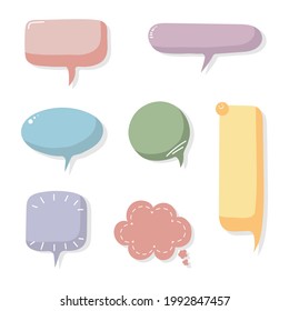 collection set of hand drawing frame border, blank speech bubble balloon with quotation marks, think, speak, talk, text box, banner, flat, design, vector illustration