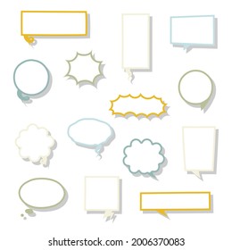 collection set of hand drawing frame border, blank speech bubble balloon, think, speak, talk, text box, banner, flat, design, vector illustration