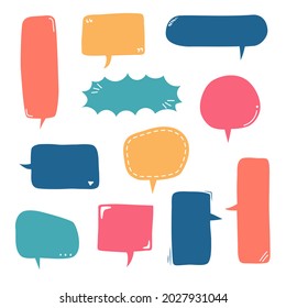 collection set of hand drawing frame border, blank speech bubble balloon, think, speak, talk, text box, banner, flat, design, vector illustration