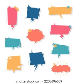 collection set of hand drawing frame border, blank speech bubble balloon, think, speak, talk, text box, banner, flat, design, vector illustration