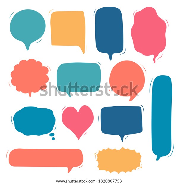 collection set of hand drawing frame border, blank speech bubble