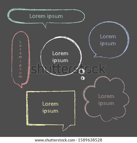 collection set of hand drawing line frame border, colorful pastel color crayon, speech bubble balloon, think, speak, talk, text box, banner, flat, design, vector illustration