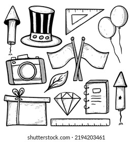 Collection set hand drawn doodle kids vintage style free vector