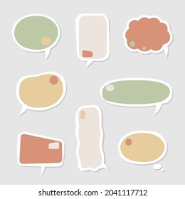 collection set of hand drawn frame border, blank speech bubble balloon, think, speak, talk, text box, banner, flat, design, vector illustration