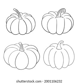 Conjunto de colección de bofetadas dibujadas a mano en un sencillo contorno de tinta negra. Cuta tradición aplasta el arte clip de otoño. Ilustración vectorial aislada en fondo blanco.