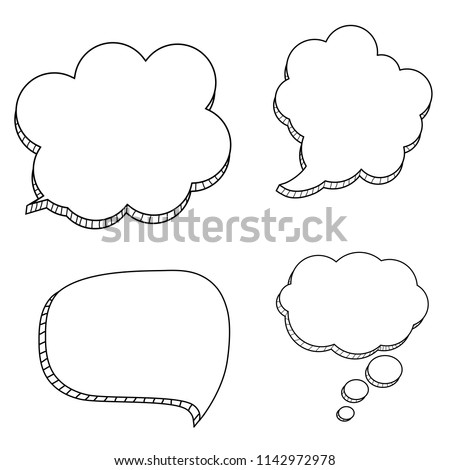 Collection Set of Hand drawn speech bubbles isolated on white icon. Vector Illustration EPS10 