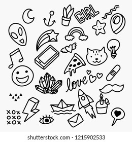 Collection Set of handdrawn doodle cute illustration 