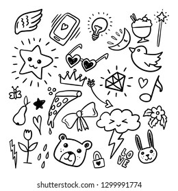 Collection Set of handdrawn doodle cute illustration  - Vector EPS