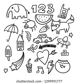 Collection Set of handdrawn doodle cute illustration  - Vector EPS