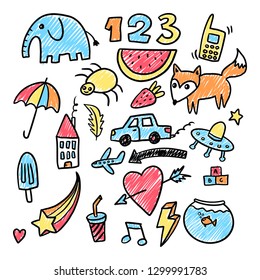 Collection Set of handdrawn doodle cute illustration  - Vector EPS