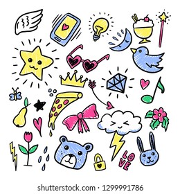 Collection Set of handdrawn doodle cute illustration  - Vector EPS
