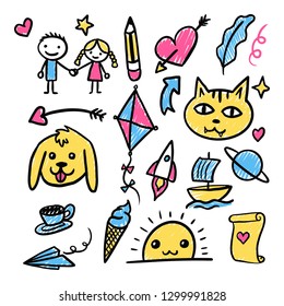 Collection Set of handdrawn doodle cute illustration  - Vector EPS