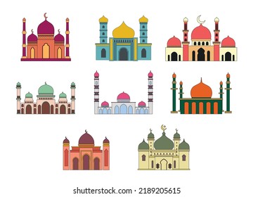 collection set illustration mosque vector design