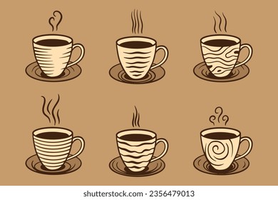 conjunto de colecciones ilustraciones dibujadas a mano de tazas de café coloridas