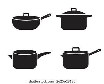 Collection Set of  Kitchen Cookware Silhouettes Vector