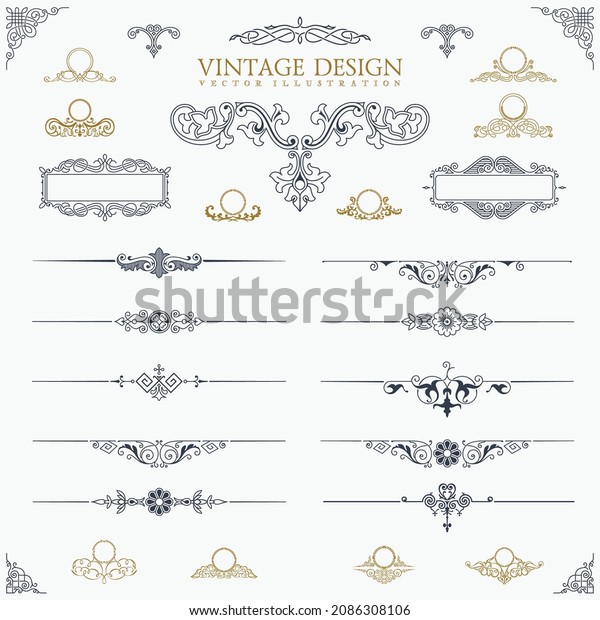 Collection set\
of label ornament vector\
illustration.