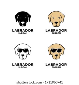 collection set Labrador dog head logo icon design wear sunglasses