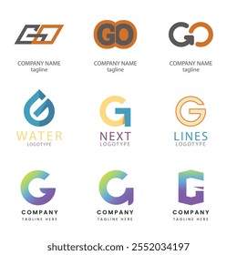 Diseño de logotipo de Vector de letra G de conjunto de colección con colores degradados coloridos para negocios corporativos o marca personal