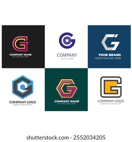 Collection set letter G vector logo design with colorful gradient colors for corporate business or personal branding