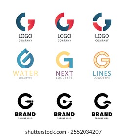 Diseño de logotipo de Vector de letra G de conjunto de colección con colores degradados coloridos para negocios corporativos o marca personal