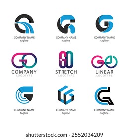 Collection set letter G vector logo design with colorful gradient colors for corporate business or personal branding