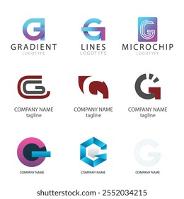 Collection set letter G vector logo design with colorful gradient colors for corporate business or personal branding