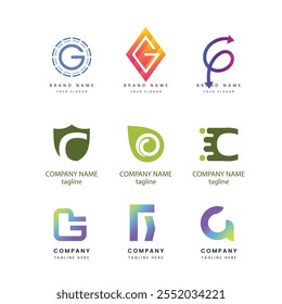 Collection set letter G vector logo design with colorful gradient colors for corporate business or personal branding