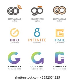 Collection set letter G vector logo design with colorful gradient colors for corporate business or personal branding