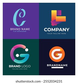 Collection set letter G vector logo design with colorful gradient colors for corporate business or personal branding