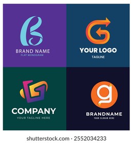 Collection set letter G vector logo design with colorful gradient colors for corporate business or personal branding