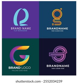 Collection set letter G vector logo design with colorful gradient colors for corporate business or personal branding