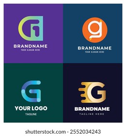 Collection set letter G vector logo design with colorful gradient colors for corporate business or personal branding