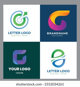 Diseño de logotipo de Vector de letra G de conjunto de colección con colores degradados coloridos para negocios corporativos o marca personal
