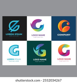 Collection set letter G vector logo design with colorful gradient colors for corporate business or personal branding