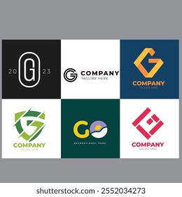 Collection set letter G vector logo design with colorful gradient colors for corporate business or personal branding