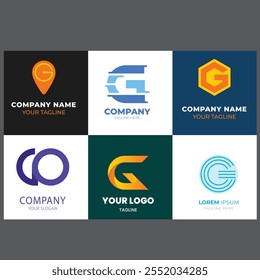 Collection set letter G vector logo design with colorful gradient colors for corporate business or personal branding