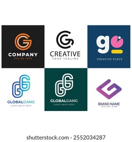 Collection set letter G vector logo design with colorful gradient colors for corporate business or personal branding