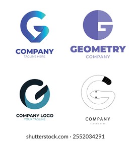Collection set letter G vector logo design with colorful gradient colors for corporate business or personal branding