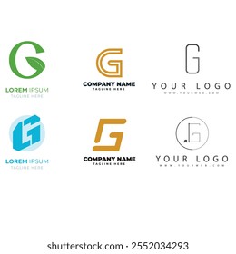 Collection set letter G vector logo design with colorful gradient colors for corporate business or personal branding