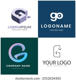 Diseño de logotipo de Vector de letra G de conjunto de colección con colores degradados coloridos para negocios corporativos o marca personal