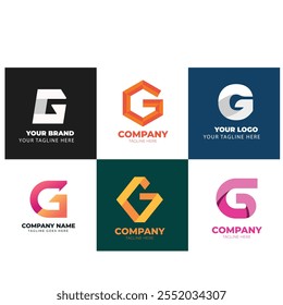 Diseño de logotipo de Vector de letra G de conjunto de colección con colores degradados coloridos para negocios corporativos o marca personal