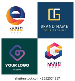 Collection set letter G vector logo design with colorful gradient colors for corporate business or personal branding