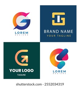 Collection set letter G vector logo design with colorful gradient colors for corporate business or personal branding