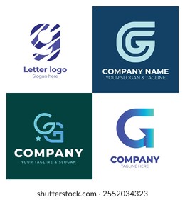 Conjunto de coleta carta G vetor logotipo design com colorido gradiente cores para negócios corporativos ou marca pessoal