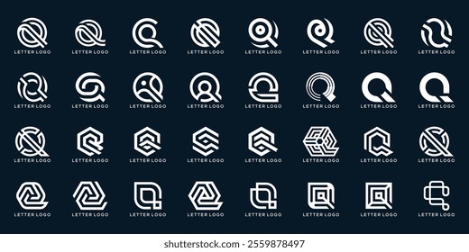 collection set of letter Q logo design, for technology business logo design, bundle set icon graphic vector