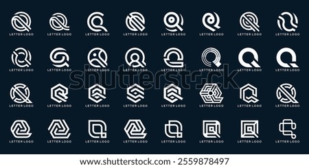 collection set of letter Q logo design, for technology business logo design, bundle set icon graphic vector