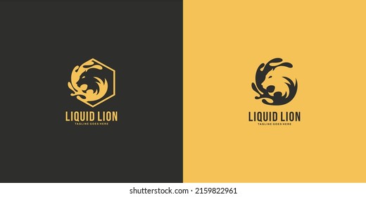 Collection Set Of Lion With Liquid Logo Template