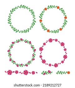 collection set lower and foliage round border vintage illustration element