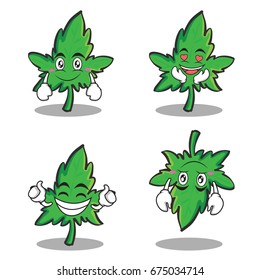 Collection set of marijuana character cartoon