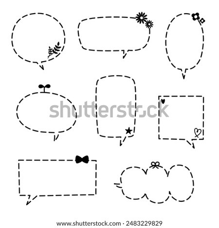 collection set of minimal doodle hand draw speech bubble balloon, think speak talk text box banner, flat design vector illustration